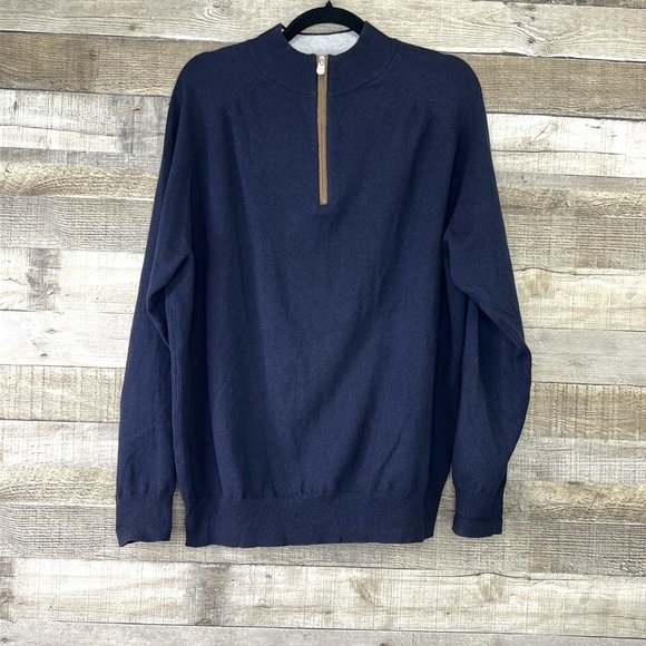 Peter Millar Other - Peter Millar Men's Sonoma Sweater Size XL Navy 1/4 Zip Merino Blend Pullover